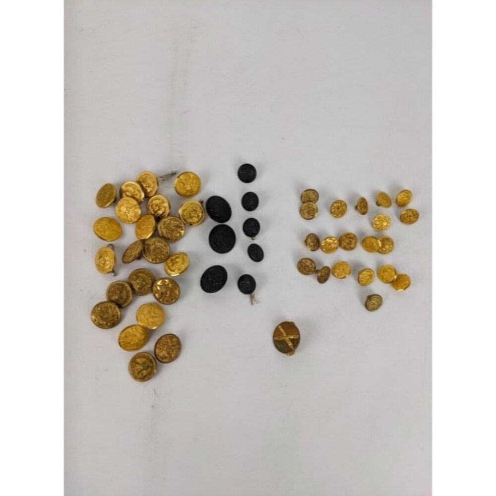 Military WW2 Waterbury Uniform Brass Buttons Shank Eagle Army Mixed Lot 40+